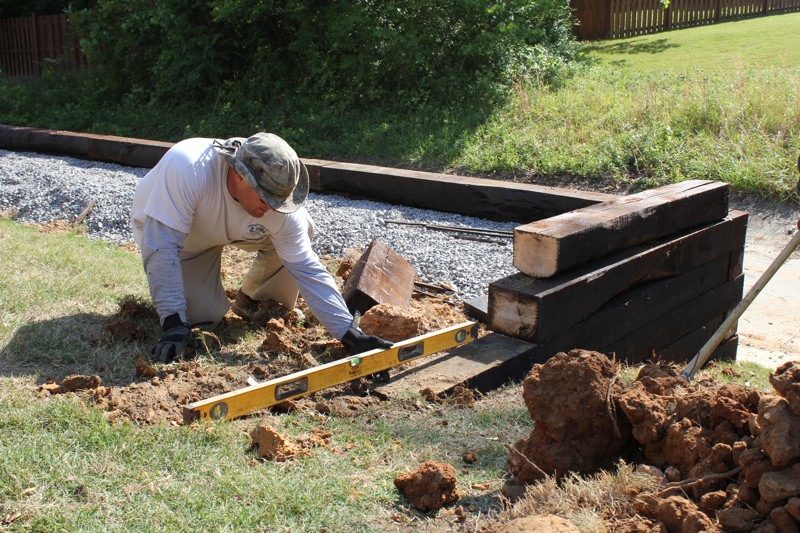 A Railroad Tie Retaining Wall