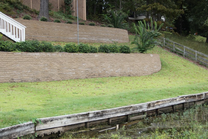 Landscaping, Retaining Walls, Pavers Around Lake House