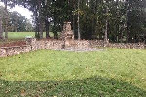 Fireplace With Stone Wall