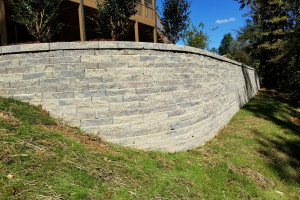 Retaining Wall, Patio and Fire Pit constructed in Alabaster, Al