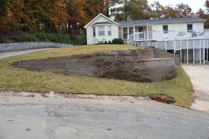 A retaining wall installation in Alabaster, Al