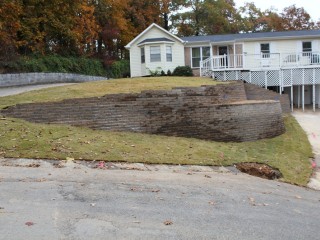 A retaining wall installation in Alabaster, Al
