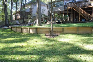 A wood retaining wall in Pelham, Al