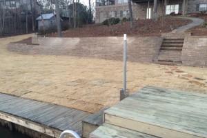 A retaining wall construction at Lay Lake, Alabama